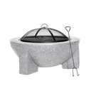 Sealey Dellonda Round MgO Fire Pit with BBQ Grill, Ø75cm, Safety Mesh Screen - Light Grey