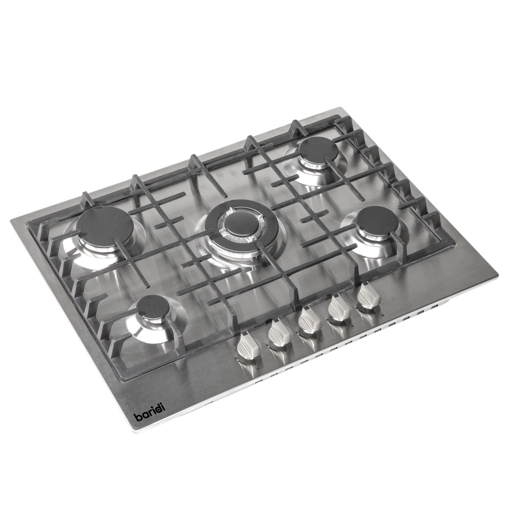 Baridi Gas Hob with 5 Cooking Zones 70cm - Stainless Steel