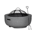 Dellonda Round MgO Fire Pit with BBQ Grill, Ø60cm, Safety Mesh Screen - Dark Grey