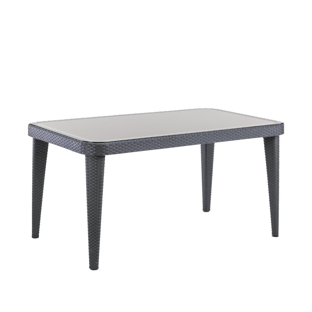 Sealey Dellonda Weather-Resistant Polypropylene/Fibreglass Dining Tables with Tempered Glass Top 150 x 90 x 76cm - Anthracite