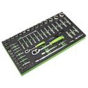 Siegen Socket Set with Tool Tray 1/4" & 1/2"Sq Drive 62pc