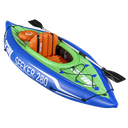 Dellonda Inflatable One-Person Kayak/Canoe Set with Pump, Carry Bag & Aluminium Oar - Blue/Green
