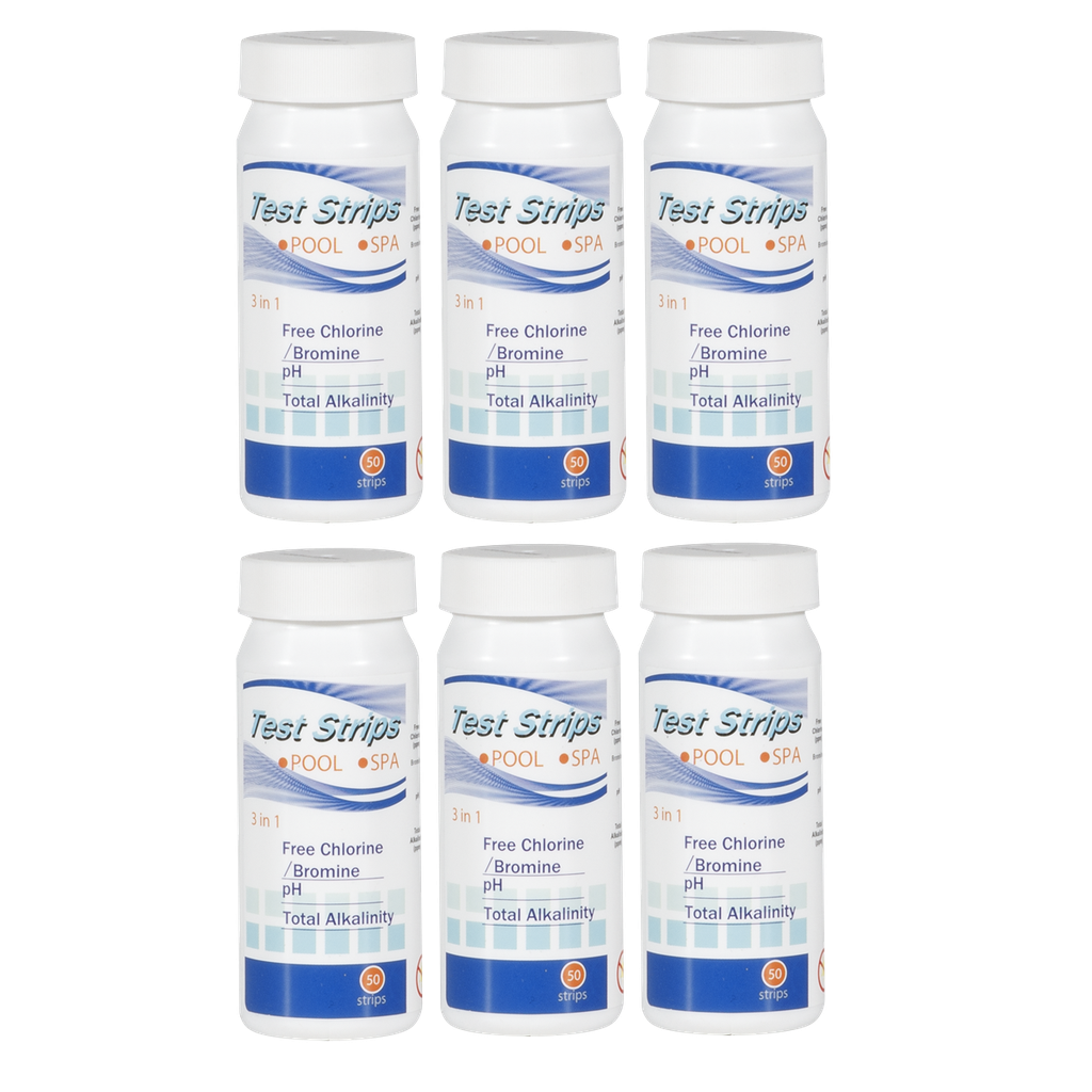 Dellonda 3-in-1 Chlorine, PH & Alkalinity Test Strips x50 Strips - Pack of 6