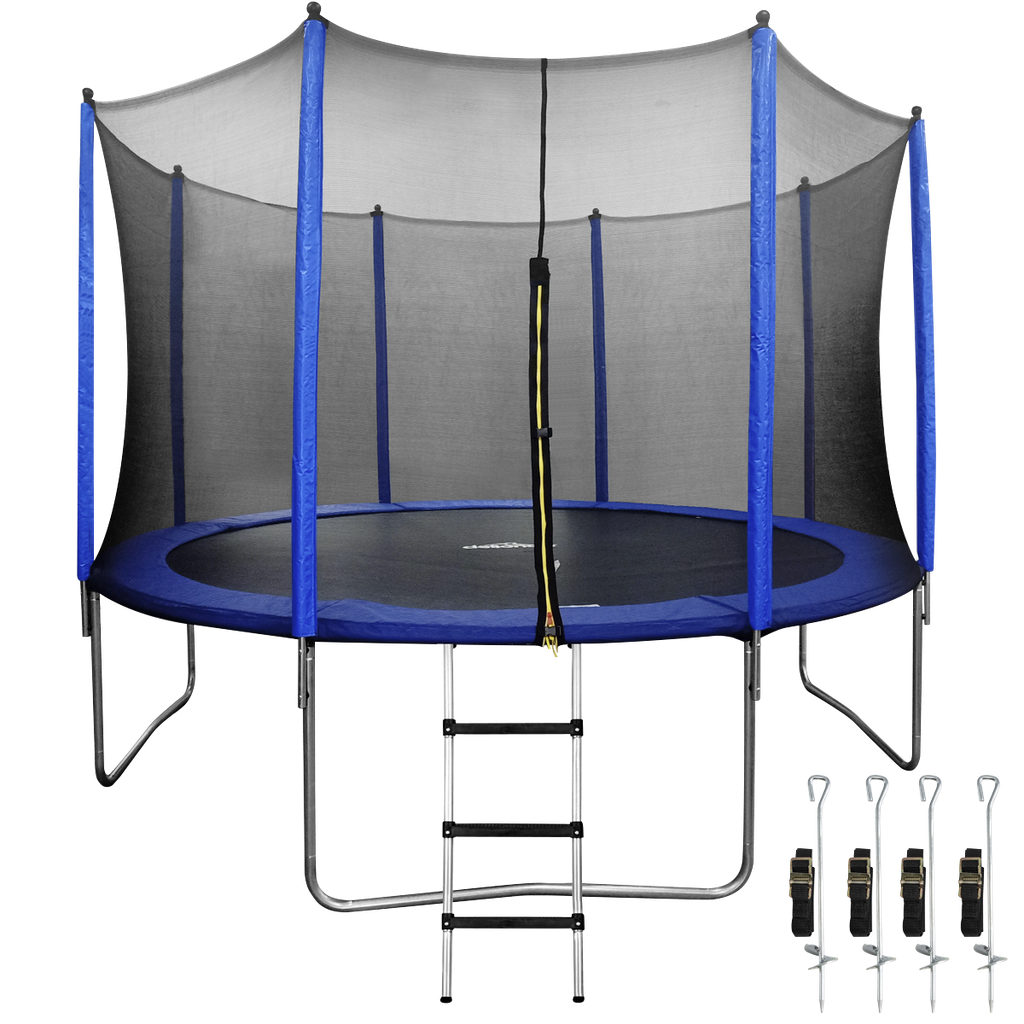 Dellonda Heavy-Duty Outdoor Trampoline with Safety Enclosure Net, Anchors & Ladder 12ft