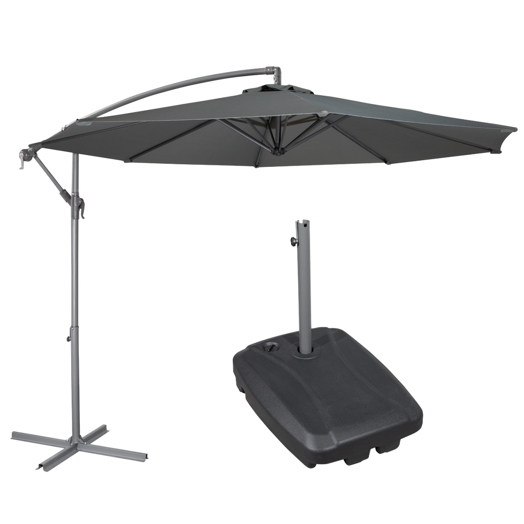 Dellonda Banana Parasol with Cover & Base 3m - Grey