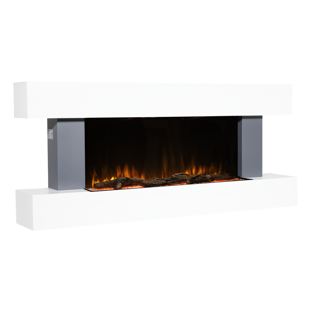 Baridi Wall Mounting Electric Fireplace with LED Flame Effect 52" - Grey