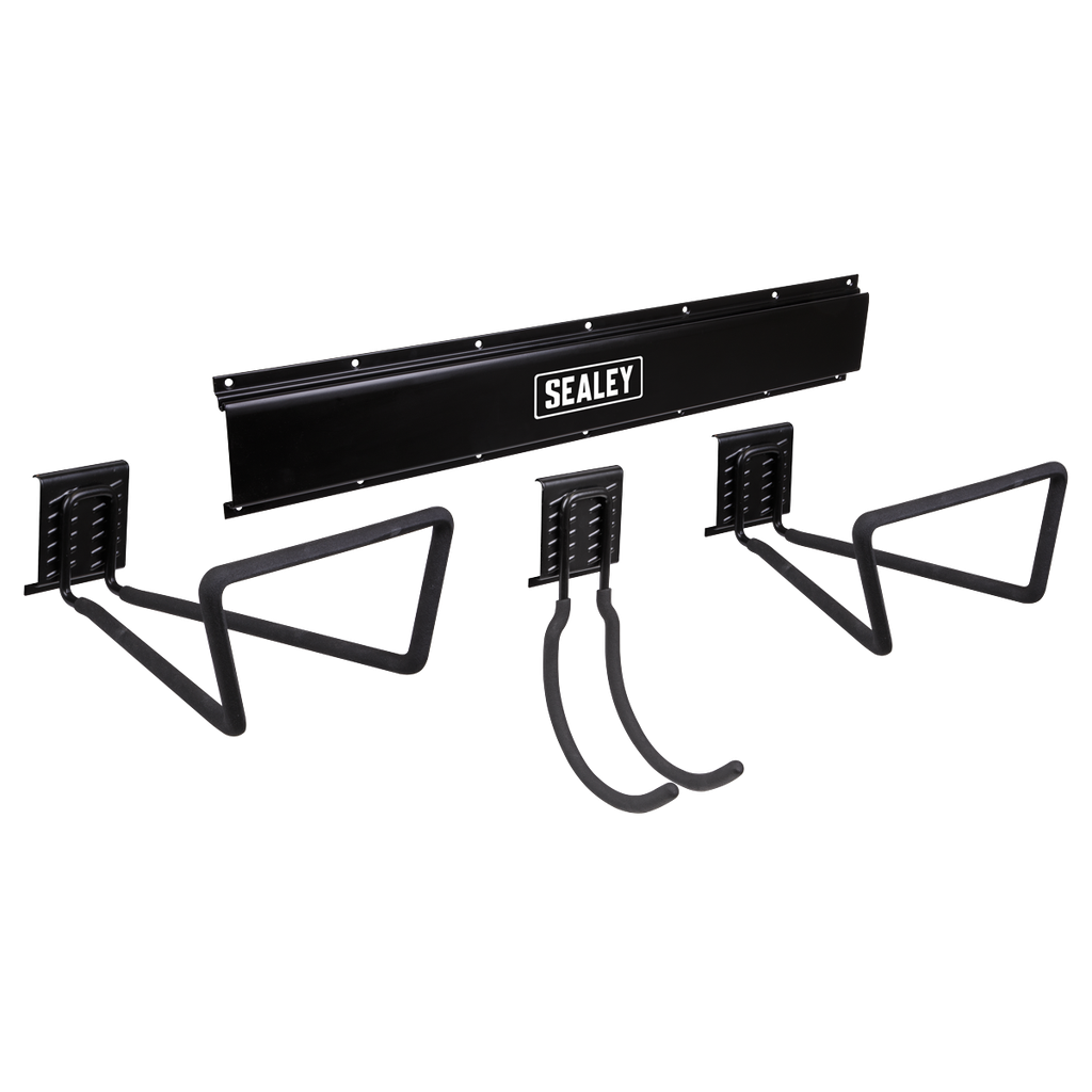 Sealey Wall Mounting Storage Rail with 3 Large Hooks