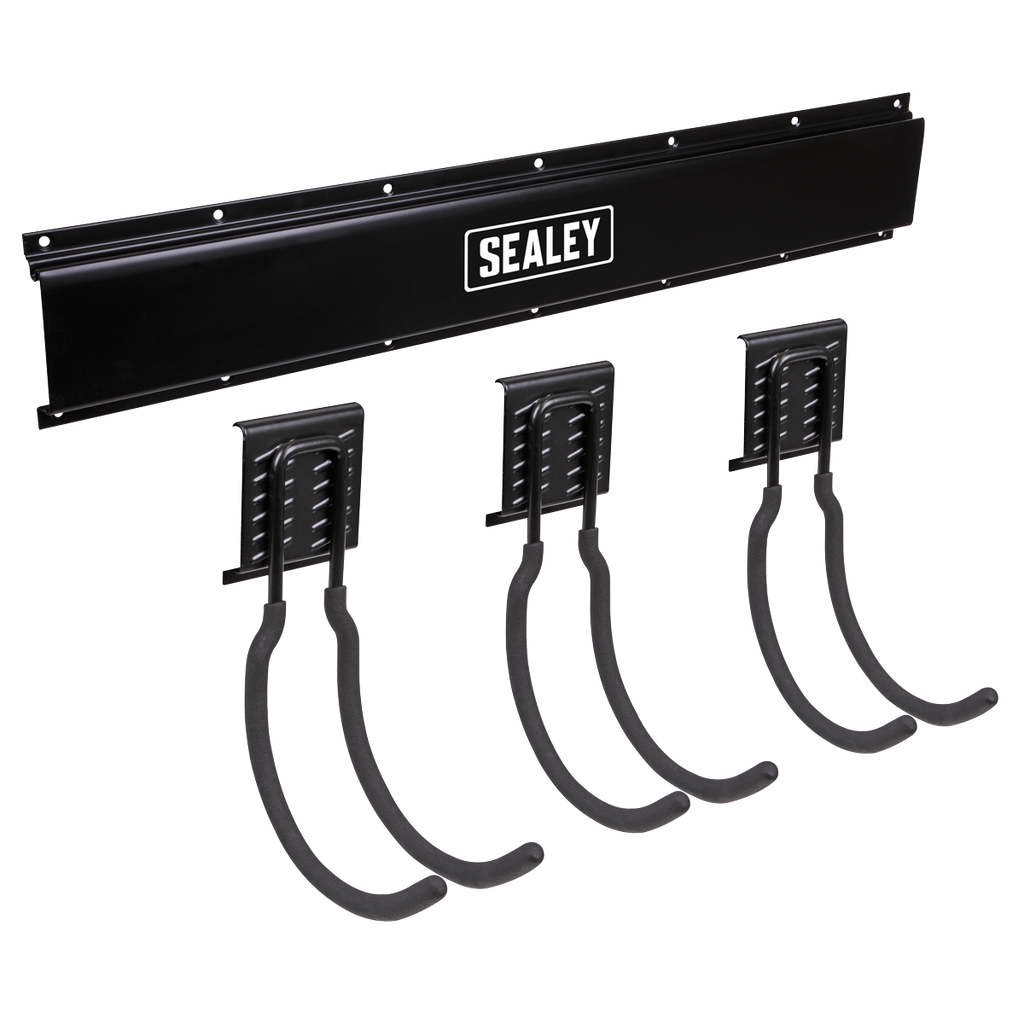 Sealey Wall Mounting Storage Rail with 3 Large Hooks