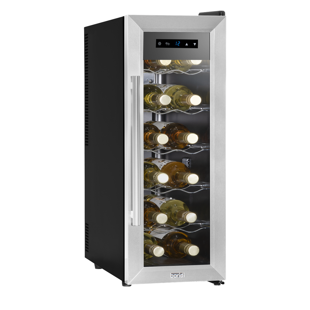 Sealey Baridi 12 Bottle Wine Fridge & Cooler - Stainless Steel