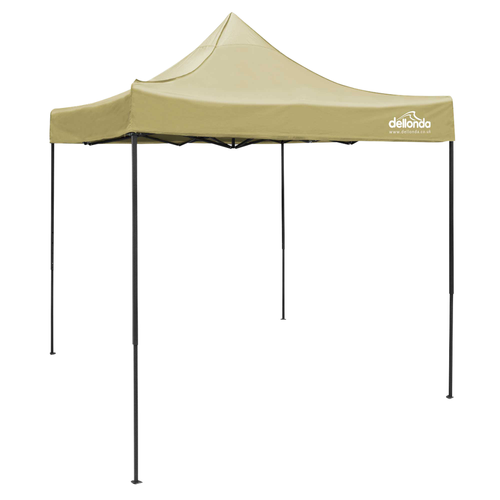 Dellonda Premium 2x2m Pop-Up Gazebo, Heavy Duty, PVC Coated, Water-Resistant Fabric, Supplied with Carry Bag, Rope, Stakes & Weight Bags - Beige Canopy