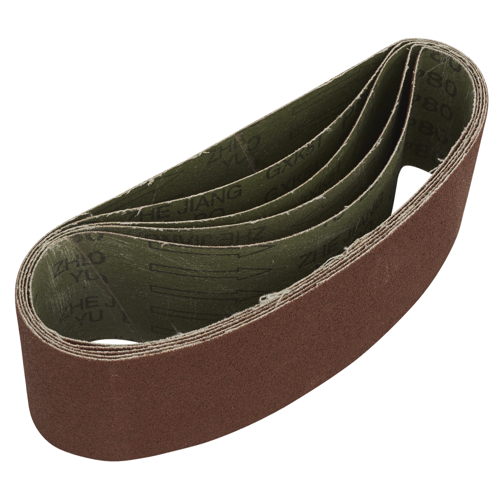 76 x 457mm Sanding Belt 80Grit - Pack of 5