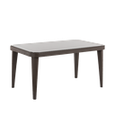 Dellonda Weather-Resistant Polypropylene/Fibreglass Dining Table with Tempered Glass Top - Dark Brown