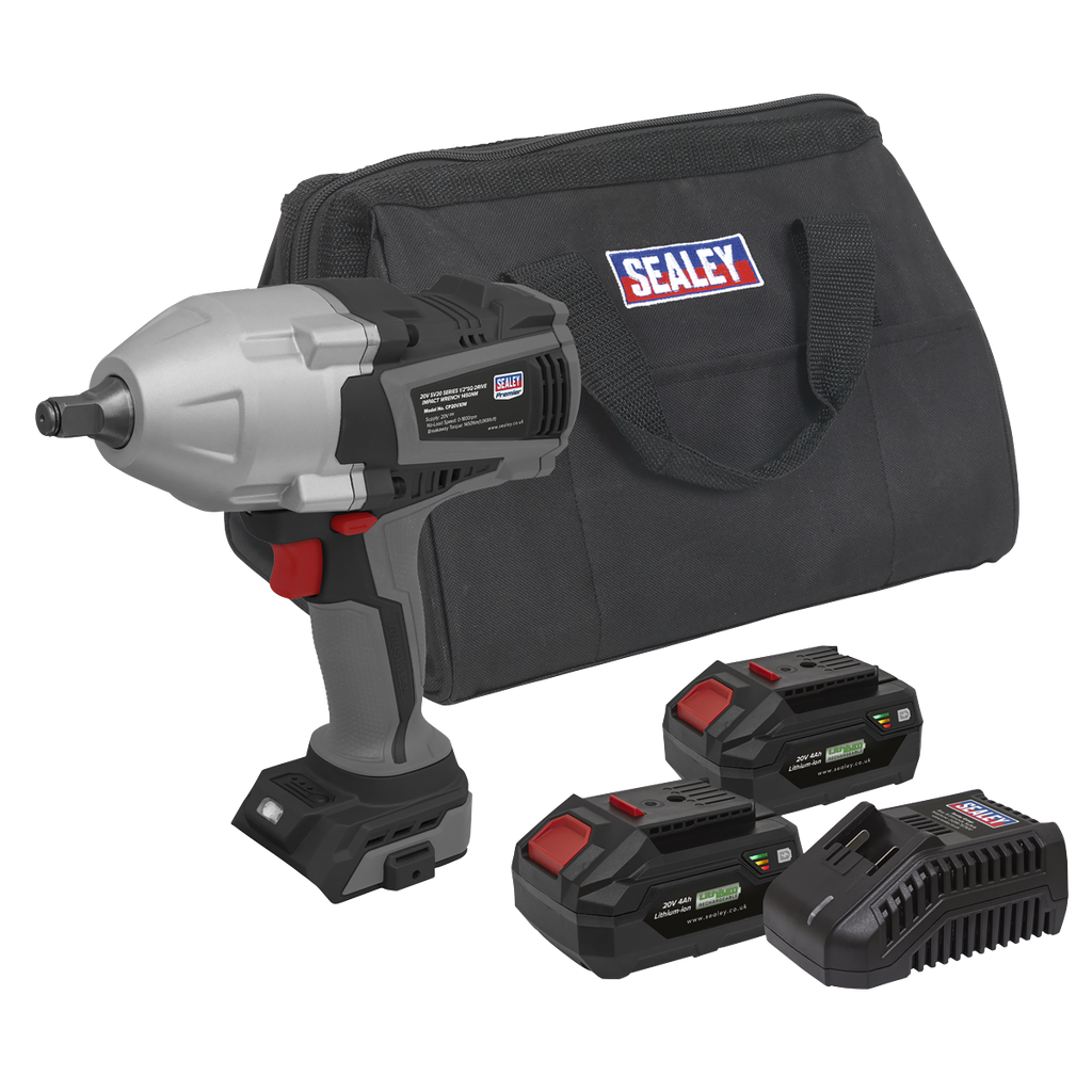 Sealey Premier SV20 Series Cordless Impact Wrench Kit 20V 4Ah - 2 Batteries