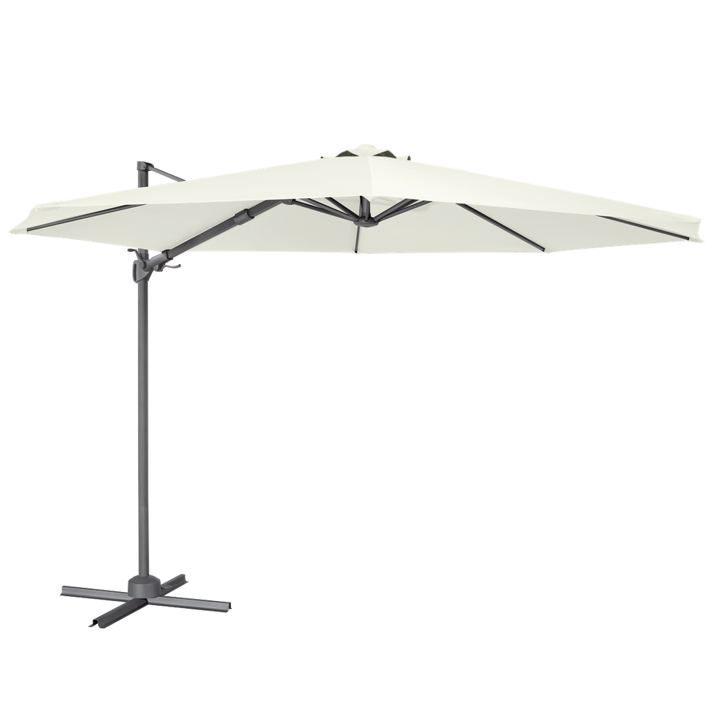 Dellonda Cantilever Parasol with 360° Rotation, Tilt & Cover 3m - Cream