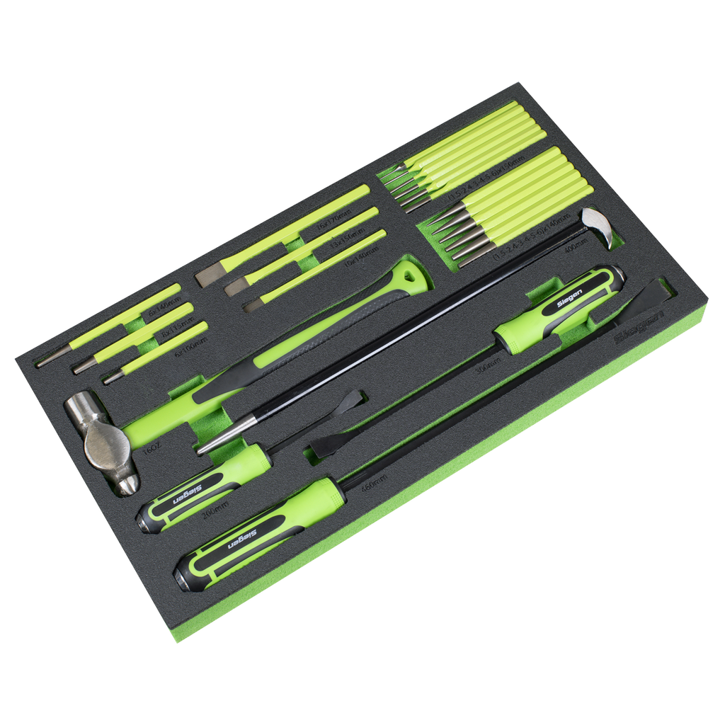Siegen Pry Bar, Hammer & Punch Set with Tool Tray 23pc