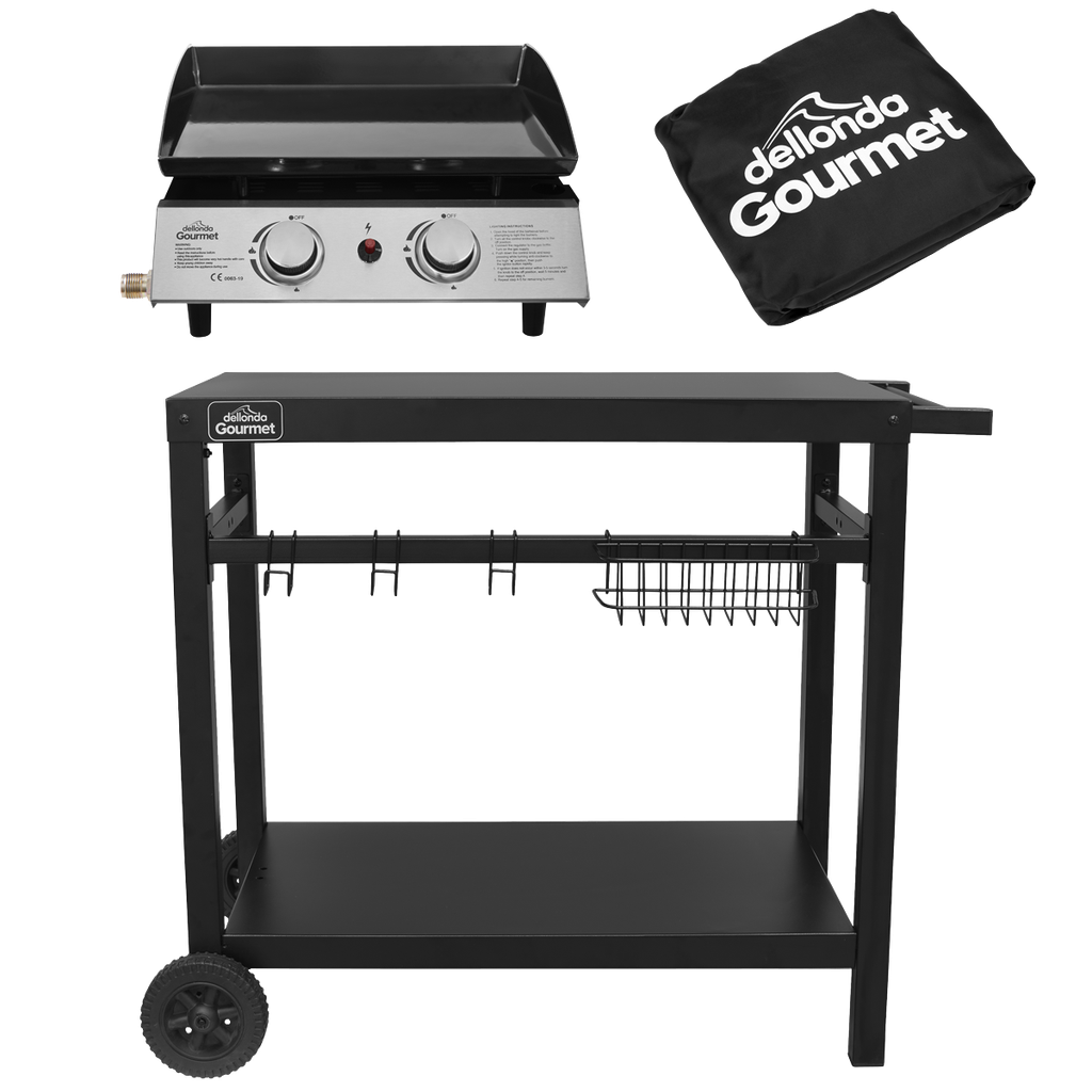 Sealey Dellonda 2 Burner Portable Gas Plancha, Cover & Trolley