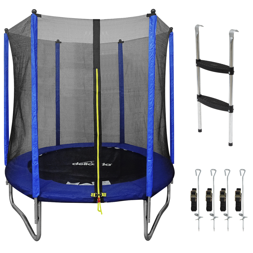 Dellonda Heavy-Duty Outdoor Trampoline with Safety Enclosure Net, Anchors & Ladder 6ft