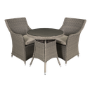 Dellonda Chester Rattan Wicker Outdoor Dining Set with Tempered Glass Tabletop 3pc