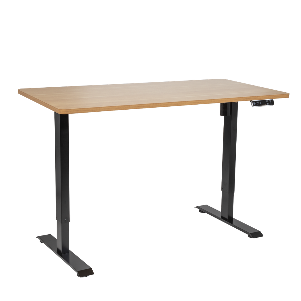 Dellonda Oak Electric Adjustable-Height Standing Desk with Memory, Quiet & Fast 1400 x 700mm