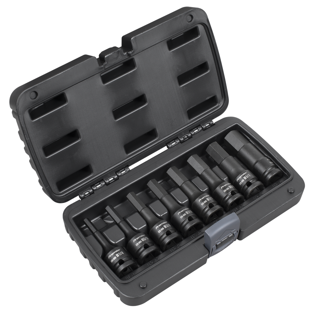 Sealey Premier Imperial Hex Impact Socket Bit Set 1/2"Sq Drive 8