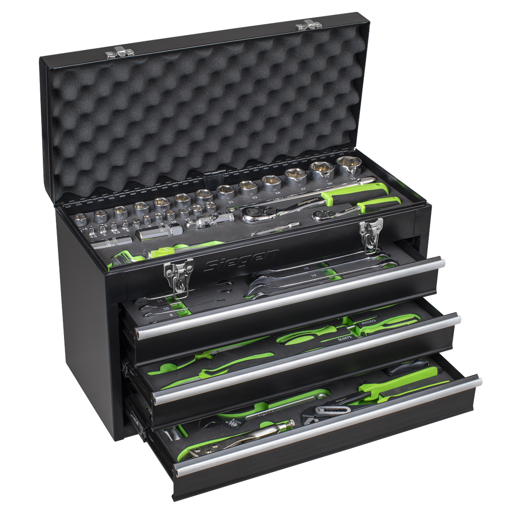 Siegen Portable Tool Chest 3 Drawer with Tool Kit 98pc