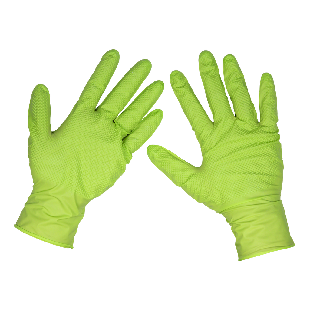 Sealey Diamond Grip Extra-Thick Nitrile Powder-Free Gloves, Hi-V
