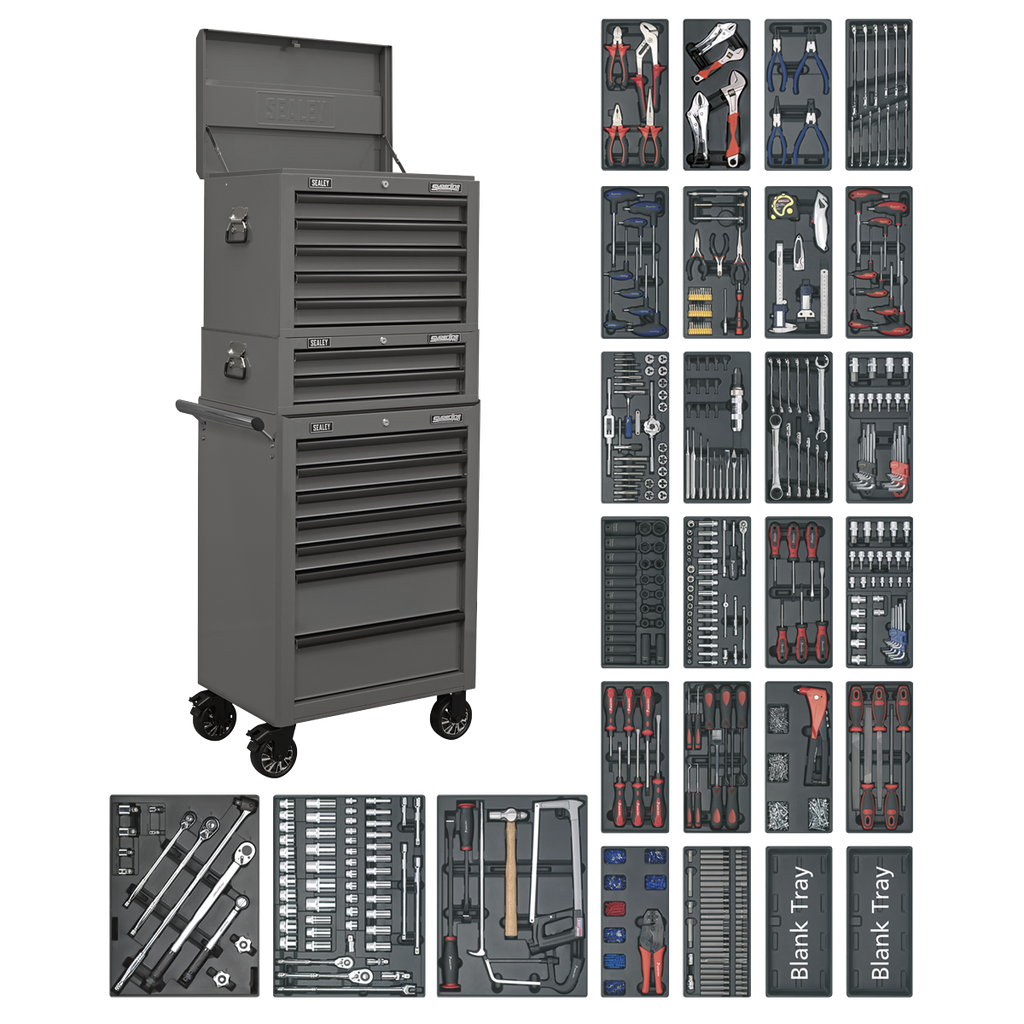 Sealey Superline PRO® Tool Chest Combination 14 Drawer with 1179pc Tool Kit - Grey
