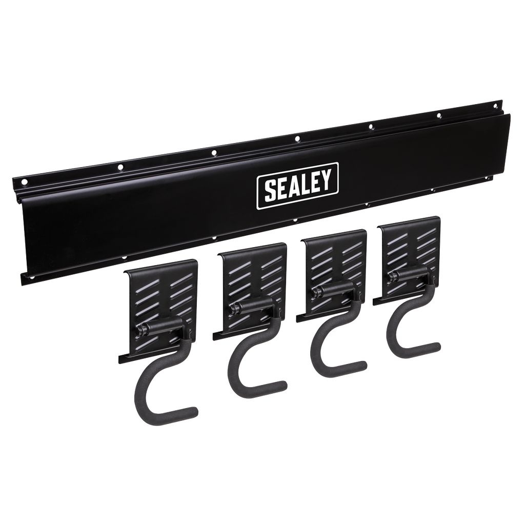Sealey Wall Mounting Storage Rail with 4 Hooks