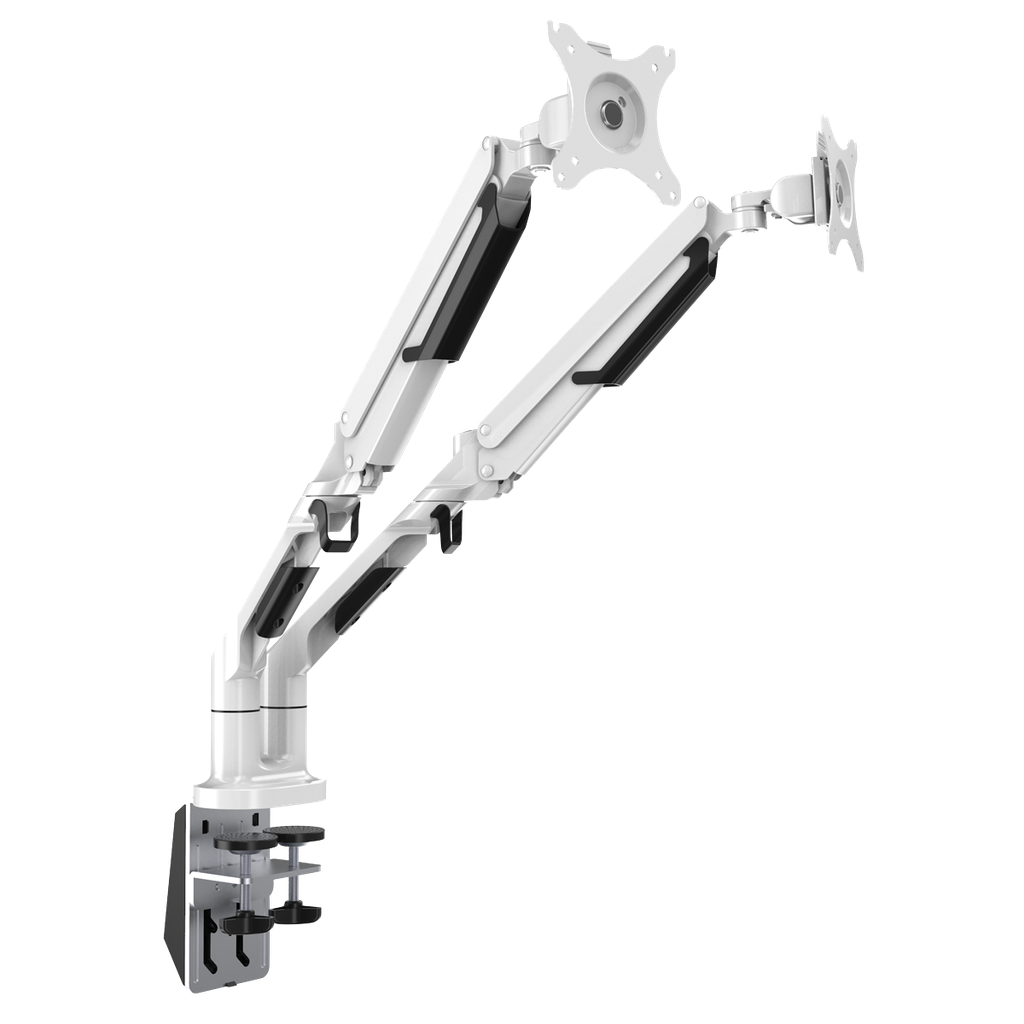 Dellonda Adjustable Double Monitor Arm with 360° Rotation - White