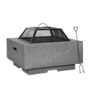 Dellonda Square MgO Fire Pit with BBQ Grill, Safety Mesh Screen - Dark Grey