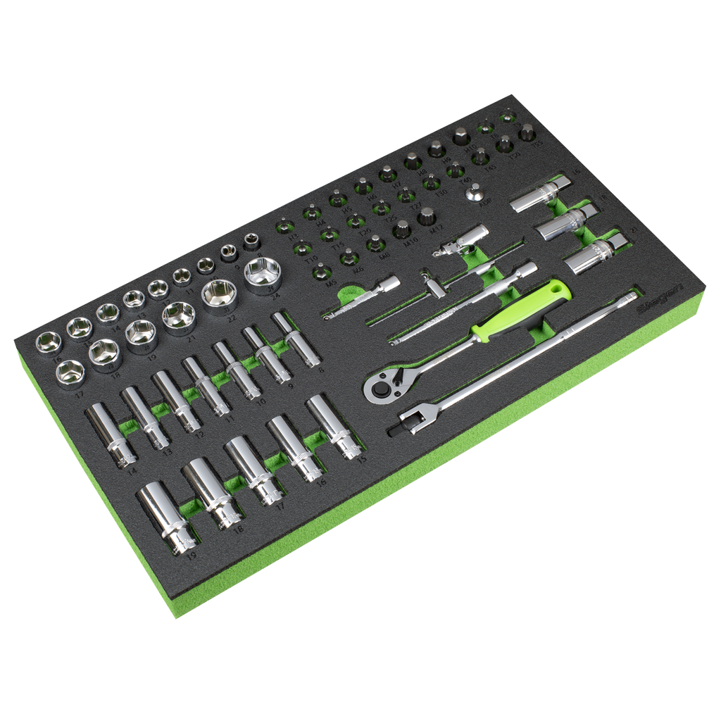 Siegen Socket Set with Tool Tray 3/8"Sq Drive 62pc