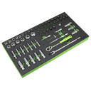 Siegen Socket Set with Tool Tray 3/8"Sq Drive 62pc