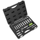 Siegen Extendable Ratchet Socket Set 3/8"Sq Drive 34pc