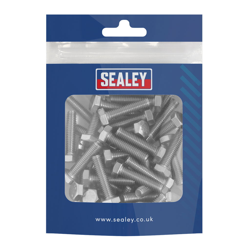 Sealey Stainless Steel Set Screw M6 x 25mm 1mm Pitch, DIN 933 - Pack of 50