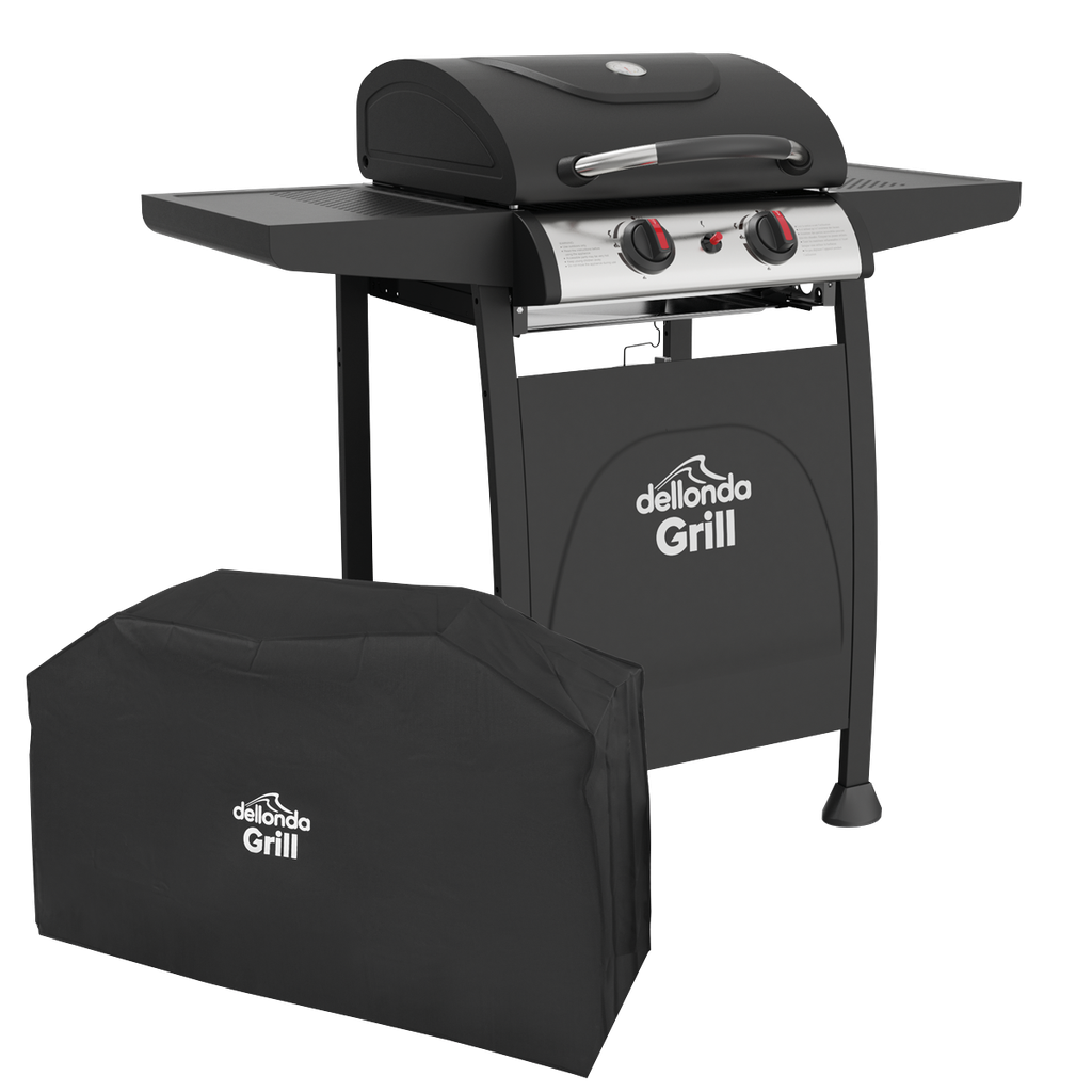 Dellonda 2 Burner Gas BBQ Grill with Piezo Ignition, Thermometer & Cover