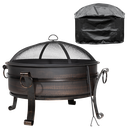 Dellonda Deluxe 2-in-1 Outdoor Fire Pit/Coffee Table with Drawstring Cover 93cm Antique Bronze Effect