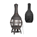 Dellonda Deluxe 360° Chiminea/Fire Pit/Outdoor Heater with Fire Poker & Water-Resistant Drawstring Cover - Antique Bronze Finish - DG241