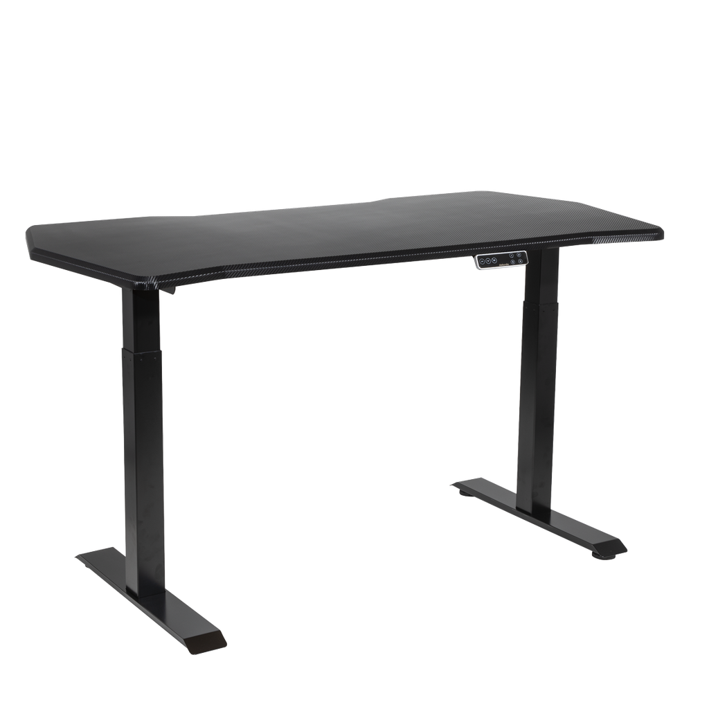 Dellonda Carbon Fibre Effect Electric Height Adjustable Standing Desk, 1400 x 700mm Dual Motor 100kg