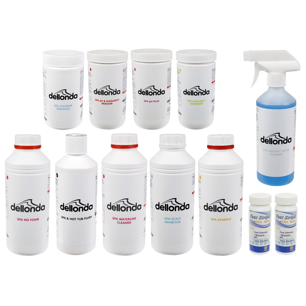 Dellonda Hot Tub/Spa Master Kit with 6 Chemicals & Test Strips
