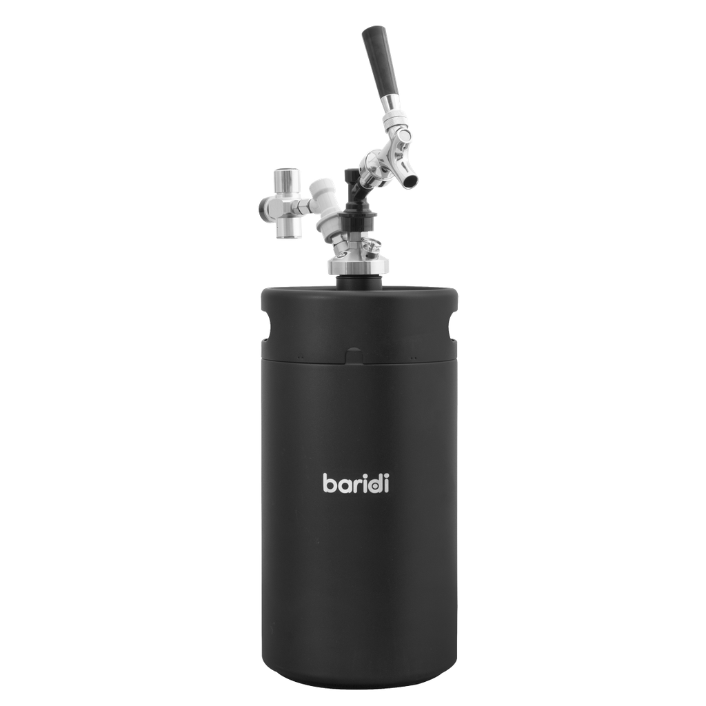 Sealey Baridi 5L Matte Black Mini Keg Growler Deluxe Style Beer Tap and CO2 Cartridge Holder