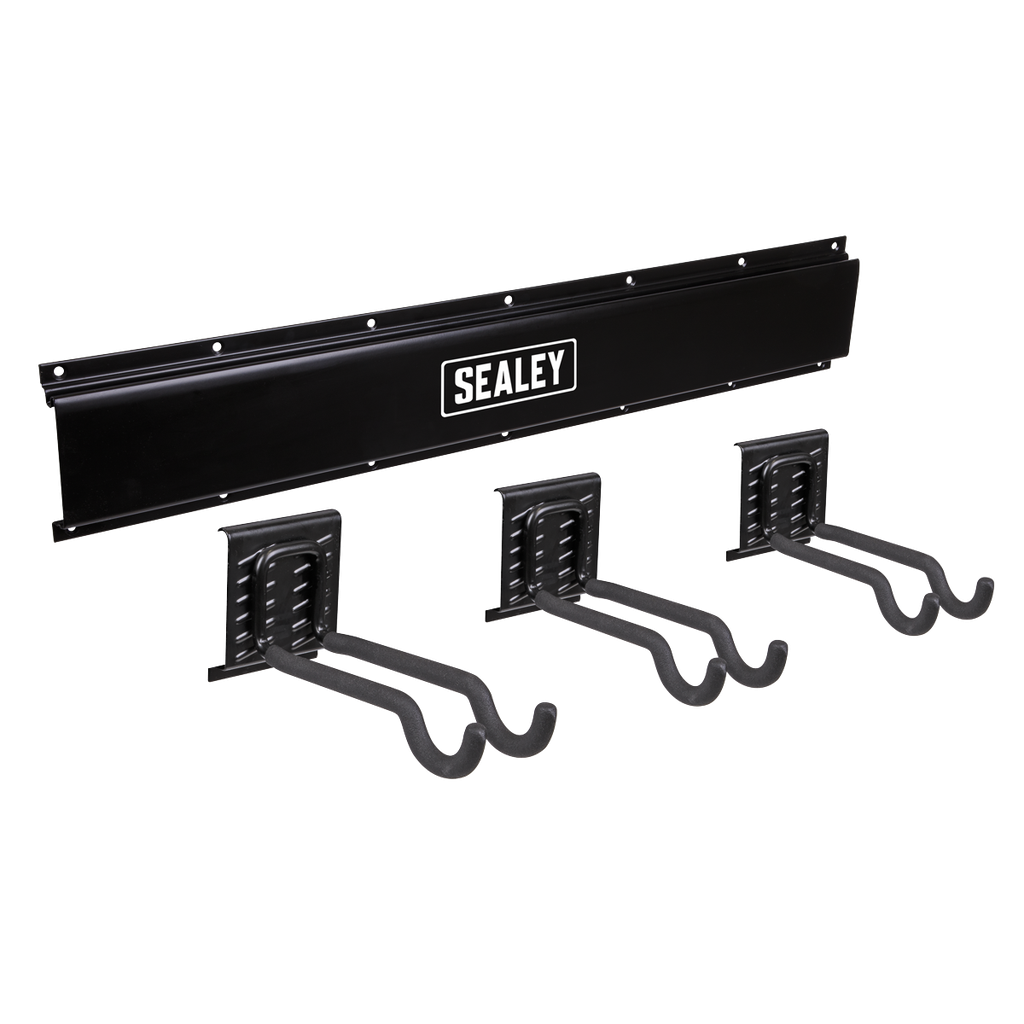 Sealey Wall Mounting Storage Rail with Sports Equipment Hooks