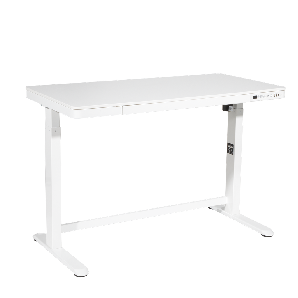 Sealey Dellonda Single Motor Ultra-Quiet Electric Desk with Control Panel, USB Port & Drawer - White Desktop