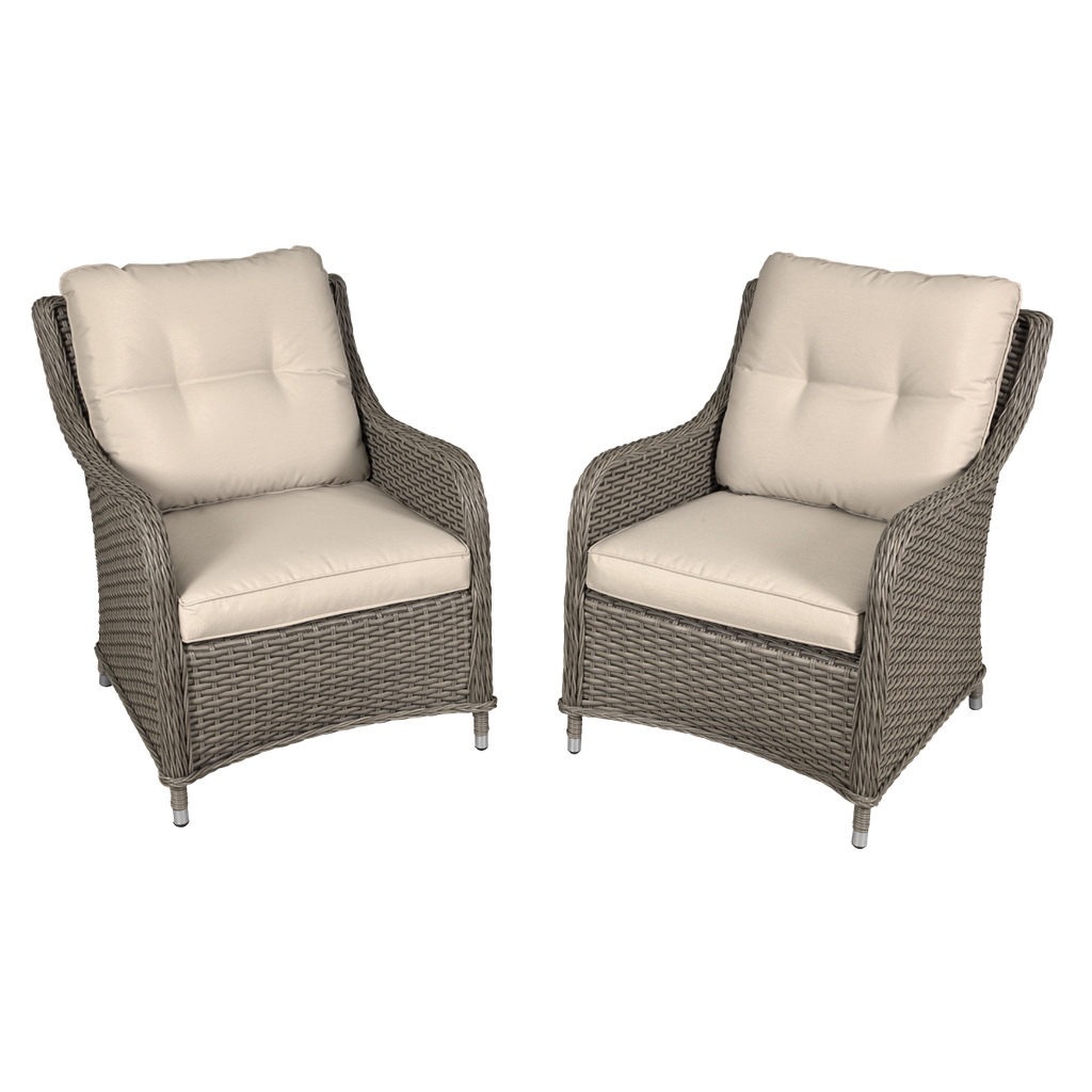 Dellonda Chester Rattan Wicker Outdoor Armchairs 2pc