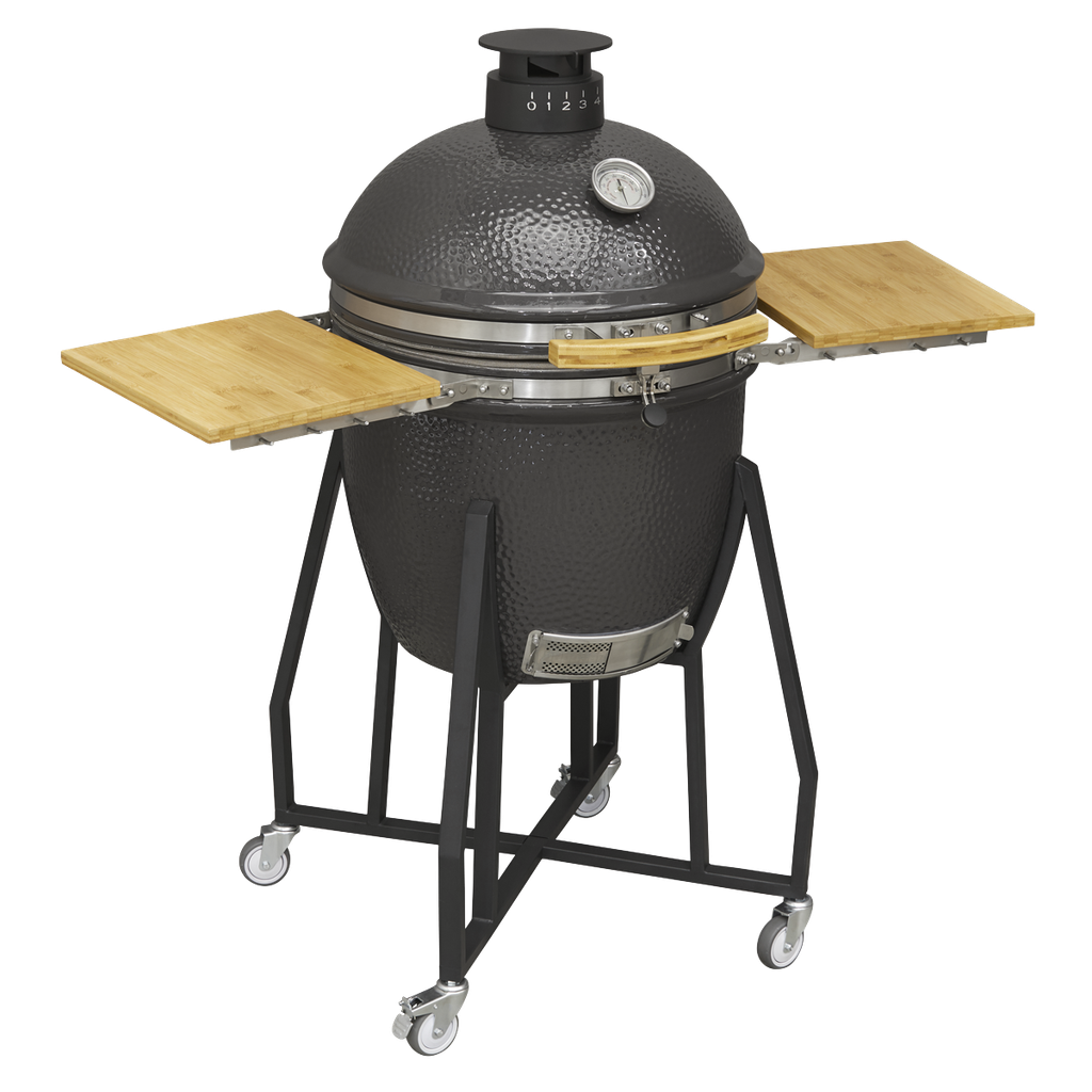 Dellonda Deluxe 22"(56cm) Ceramic Kamado Style BBQ with Wheeled Stand
