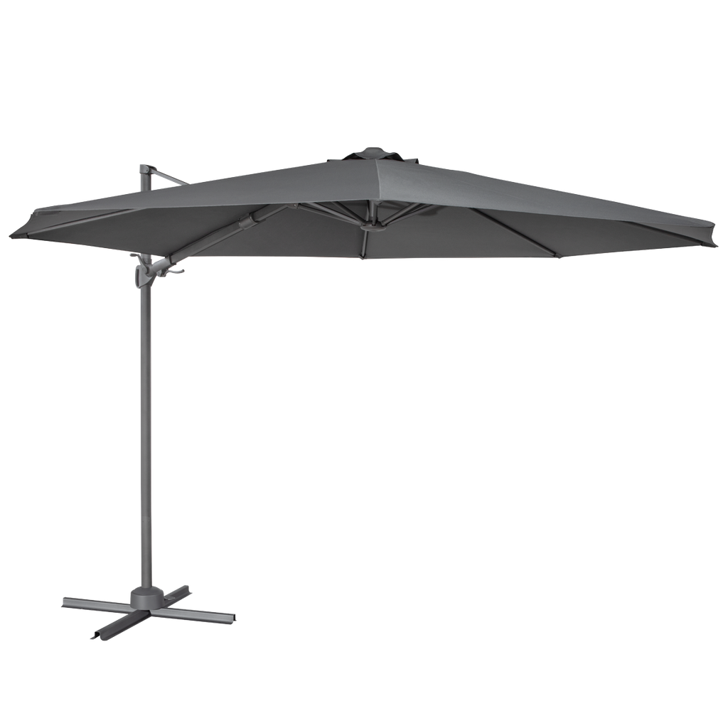 Dellonda Cantilever Parasol with 360° Rotation, Tilt & Cover 3m - Grey