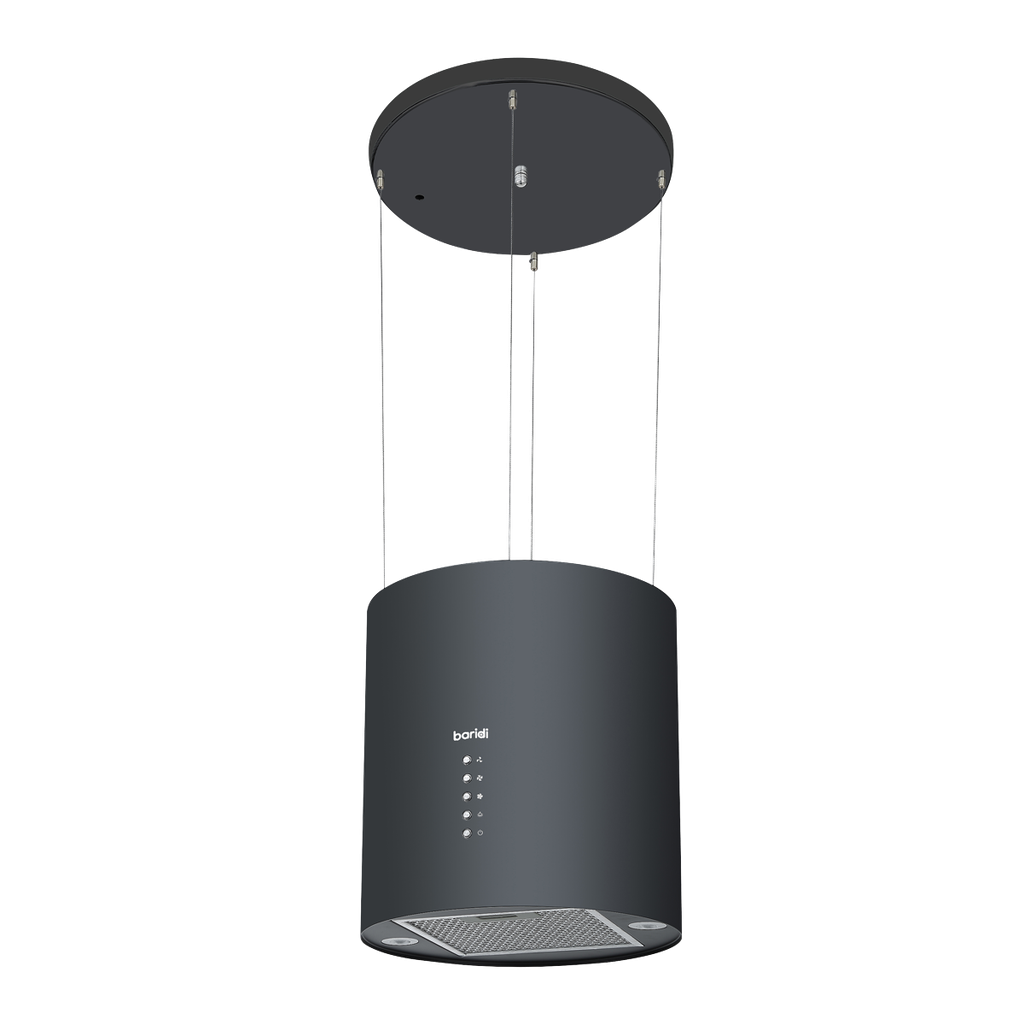Baridi Round Island Cooker Hood 35cm - Black