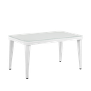 Dellonda Weather-Resistant Polypropylene/Fibreglass Dining Table with Tempered Glass Top - Ivory White