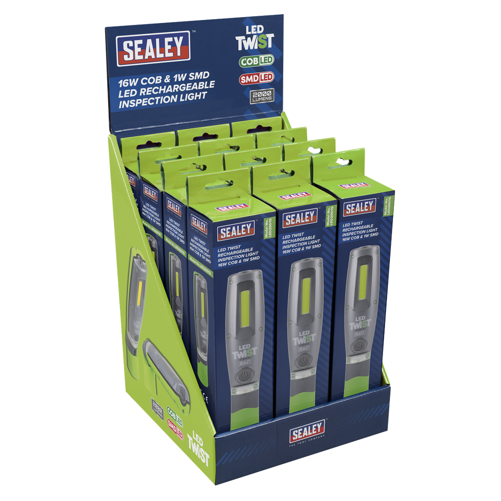 Sealey Rechargeable Inspection Light 16W COB & 1W SMD LED - Gree