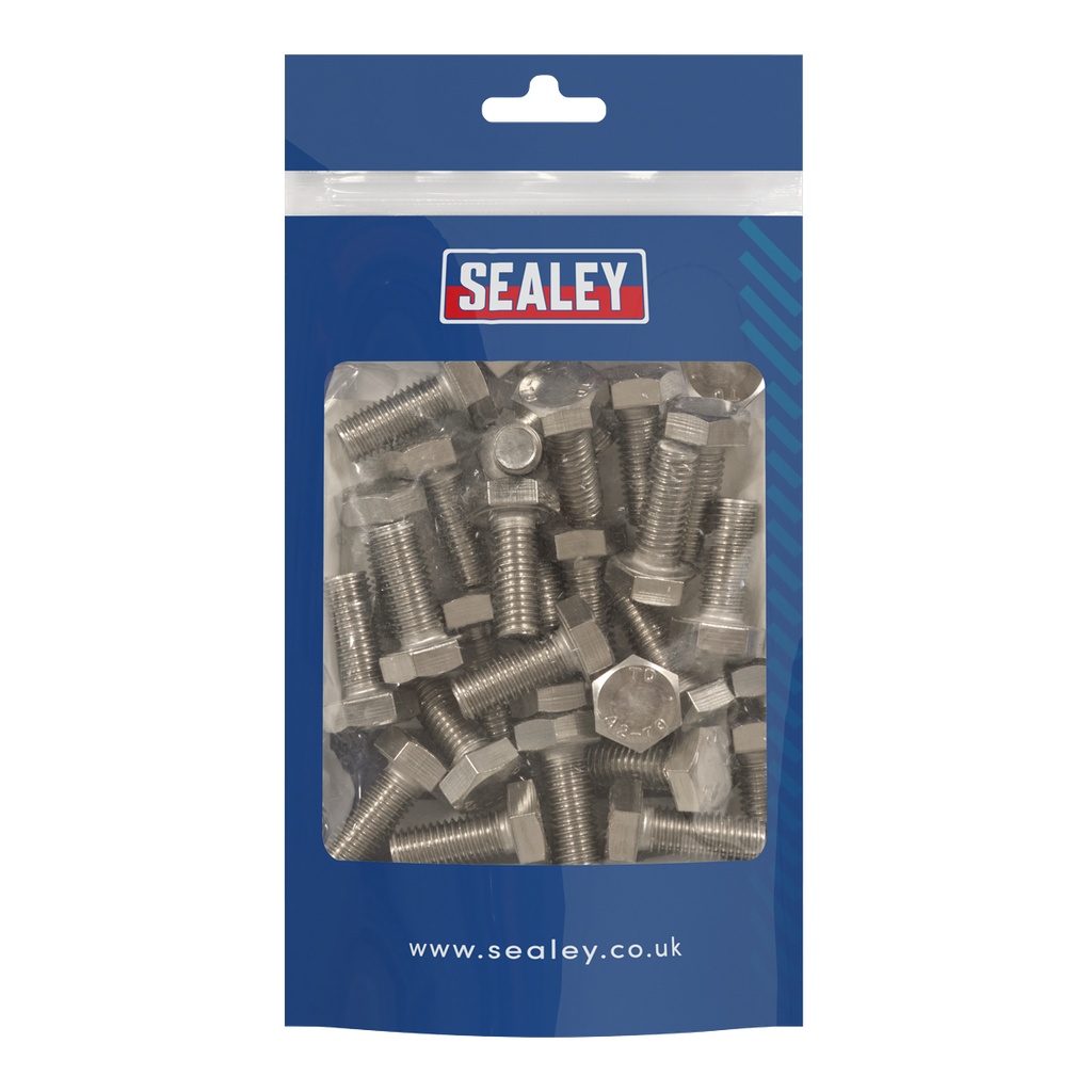 Sealey Stainless Steel Hex Head Set Screw M10 X 25 A2, DIN 933 - Pack of 25