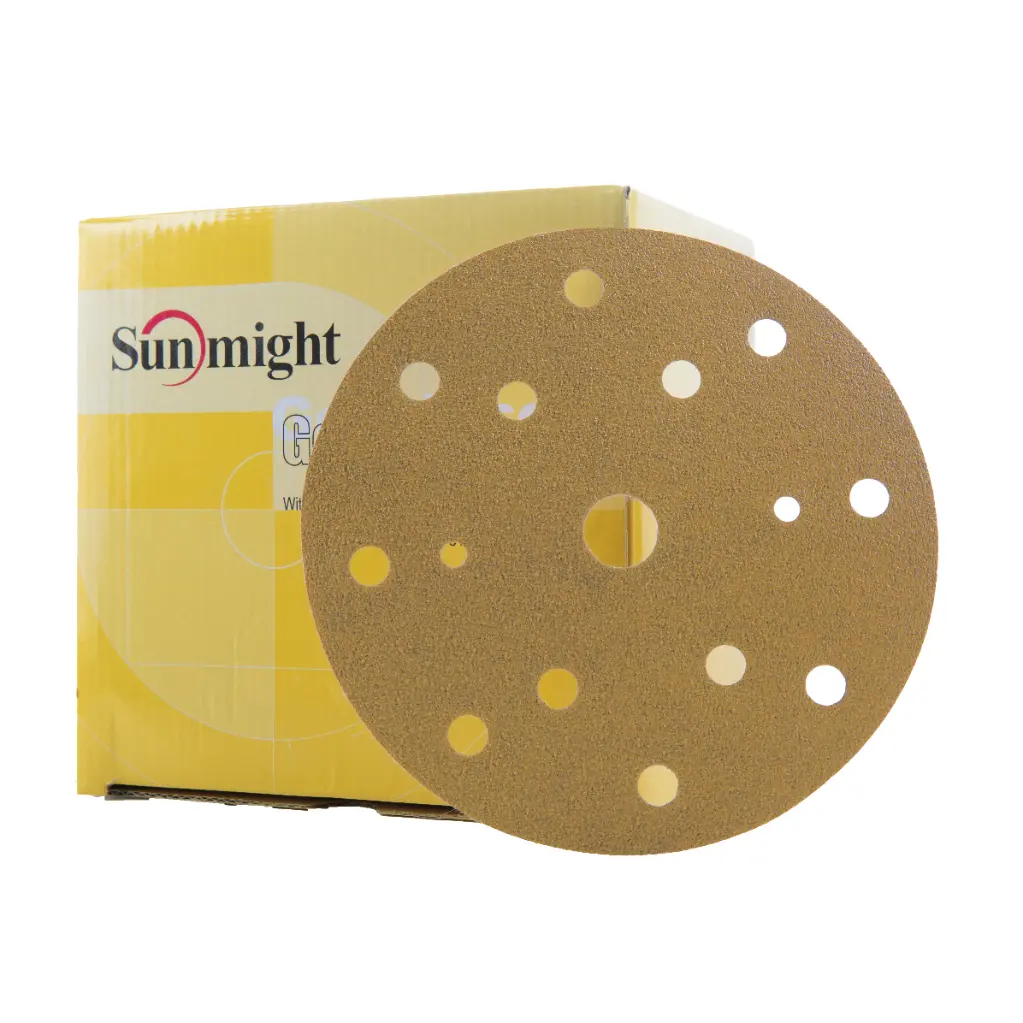 SunGold - 15 Holes 150mm Gold Discs P120 (50 Pack)